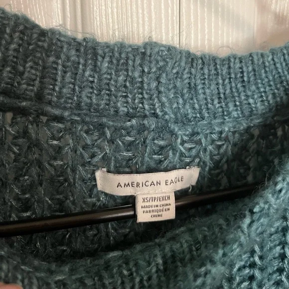 American Eagle Dark Forrest Emerald Green Slouchy Crew‎ Neck Sweater Size XS - Picture 3 of 6